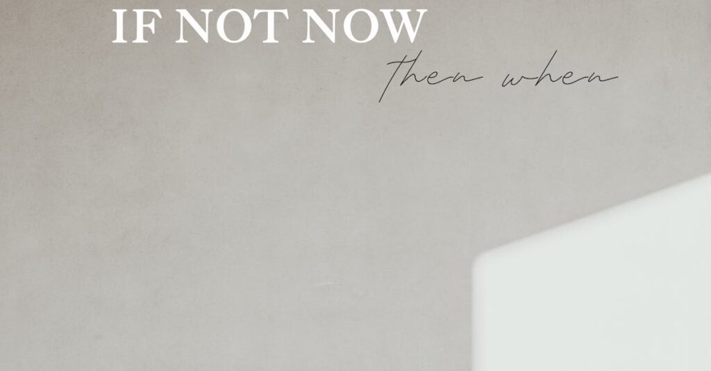 Motivational quote 'If not now, then when' on a minimalist background.